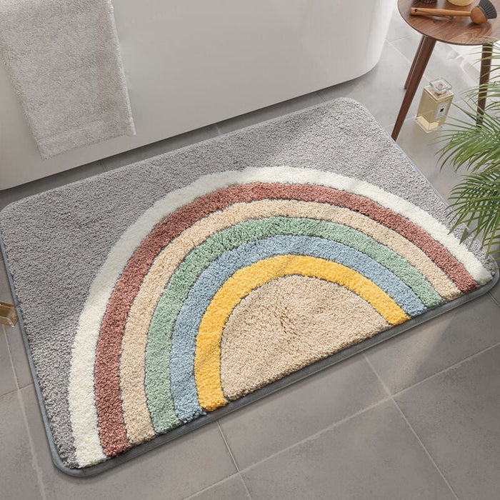 Cute Rainbow Grey Bath Mat