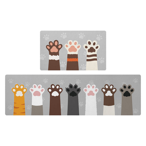 Feblilac Cute Cat's Paw Animal PVC Leather Kitchen Mat