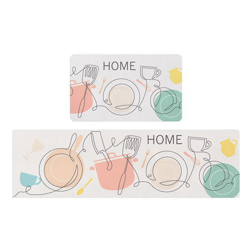 Feblilac Cute Colorful Plate Pot Cup Tableware PVC Leather Kitchen Mat