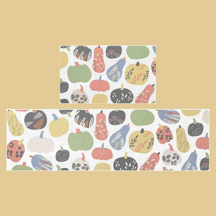 Feblilac Cute Colorful Pumpkin PVC Leather Kitchen Mat