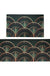 Feblilac Darker Green and Golden Fanshaped Pattern PVC Leather Kitchen Mat