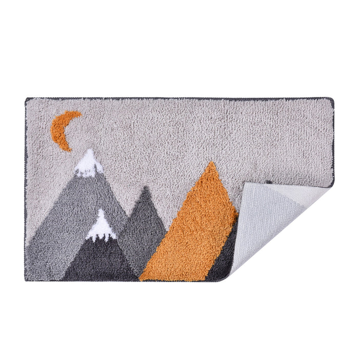 Grey Orange Mountains Bath Mat