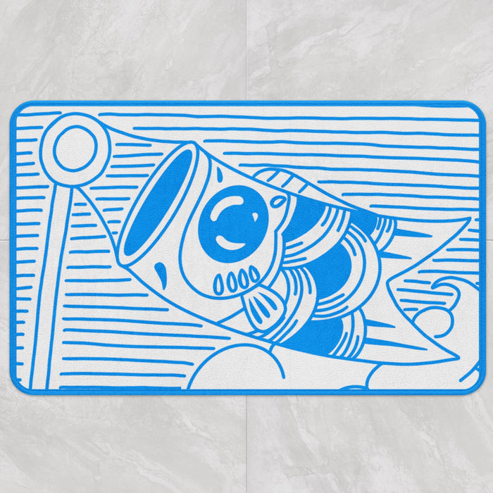 Blue Koi Fish Bath Mat