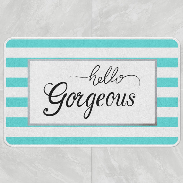 Feblilac Hello Gorgeous Blue Stripe Bath Mat