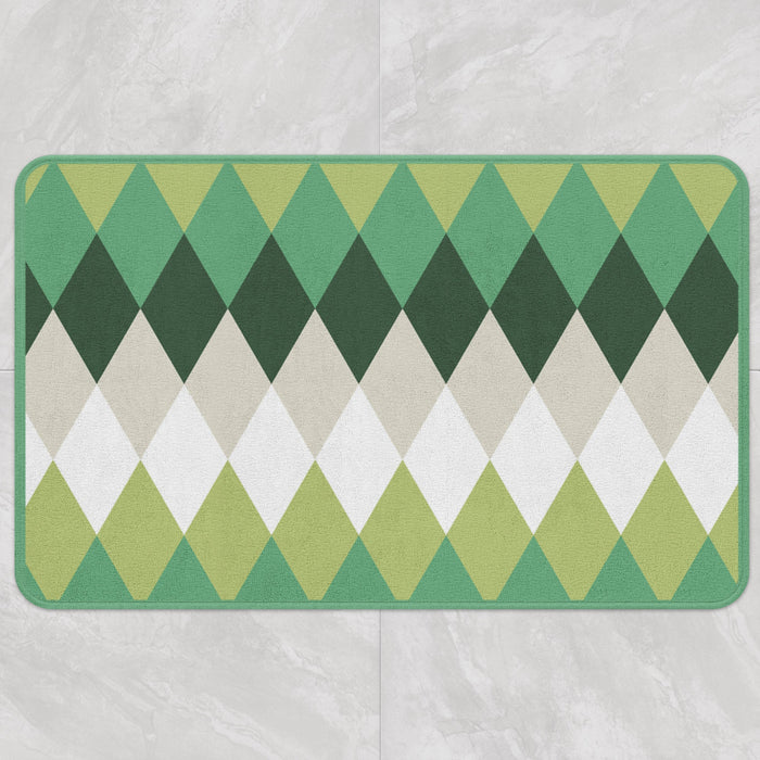 Yellow and Green Rhombus Bath Mat