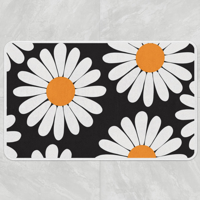 Feblilac White Daisy Green Bath Mat