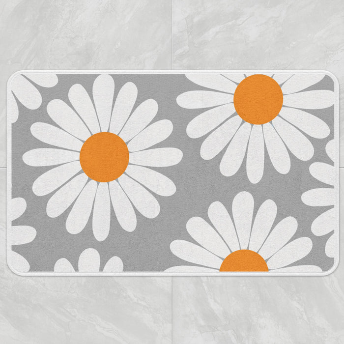 Feblilac White Daisy Green Bath Mat