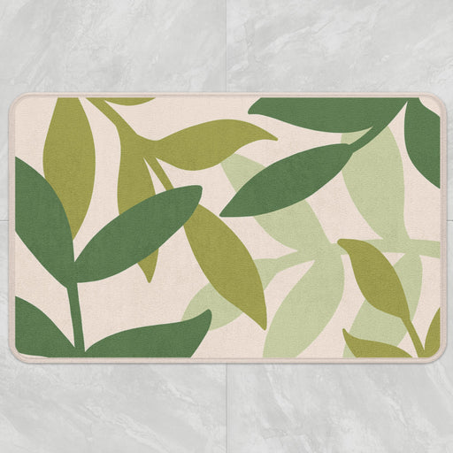 Feblilac Green Dancing Leaves Bath Mat