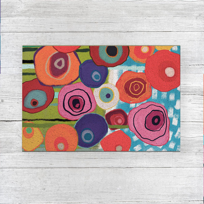 Colorful Flower Garden PVC coil Door Mat @Joy's design