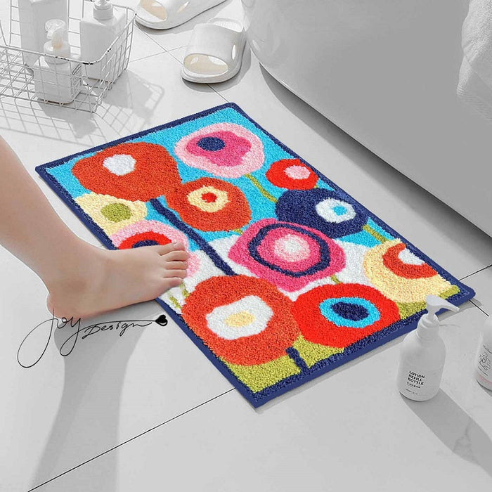 Feblilac Colorful Flower Garden Tufted Bath Mat Mom‘s Day Gift @Joy's design