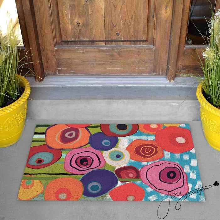 Colorful Flower Garden PVC coil Door Mat @Joy's design