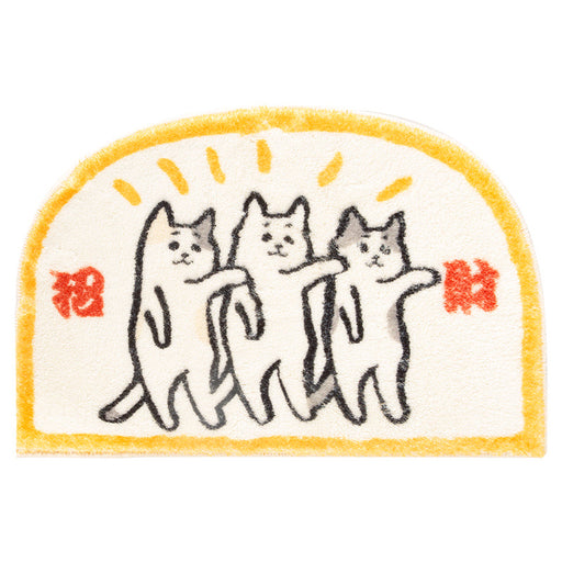 Semicircle Fortune Cats Bath Mat