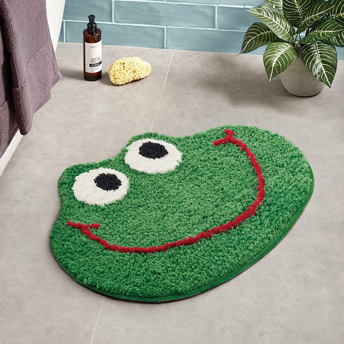 Green Smiling Frog Bath Mat