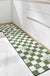 Feblilac Green White Checkerboard and Bear PVC Leather Kitchen Mat