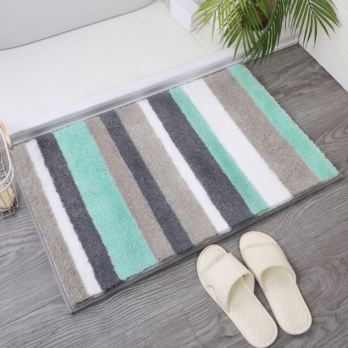 Feblilac Green Stripe Bath Mat Rug