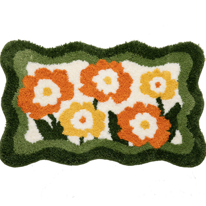 Lovely Flowers Bath Mat, Cute Floral Bathroom Rug, Multiple Sizes Available