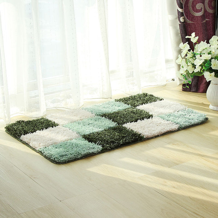 Feblilac Blue/Black/Green/Red/Brown/Purple and White Checkerboard Pattern Ultra Soft Bathroom Rug