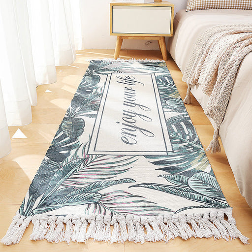 Feblilac Japanese Greenery Cotton Woven Bedroom Mat