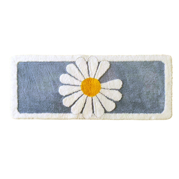 Feblilac Blue/Green/ Grey Daisy Runner Mat for Bedroom Bathroom, 50x120cm / 20"x47"