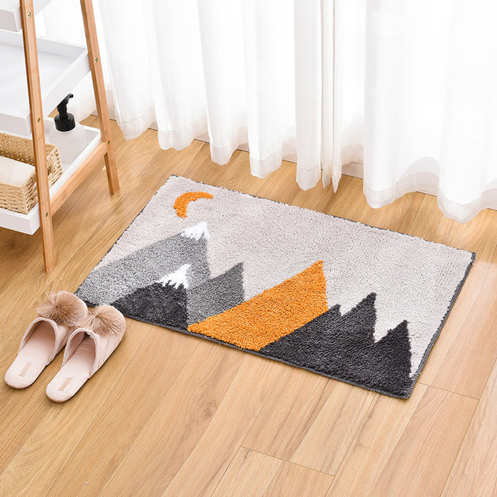 Grey Orange Mountains Bath Mat