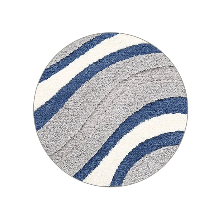 Feblilac Abstract Grey White Blue Wave Bath Mat