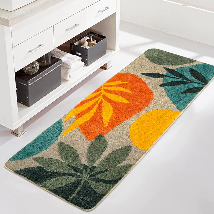 Colorful Tropical Leaves Bath Mat