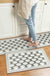 Feblilac Grey and White Geometric Pattern PVC Leather Kitchen Mat