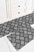 Feblilac Grey and White Lines Geometric Pattern PVC Leather Kitchen Mat