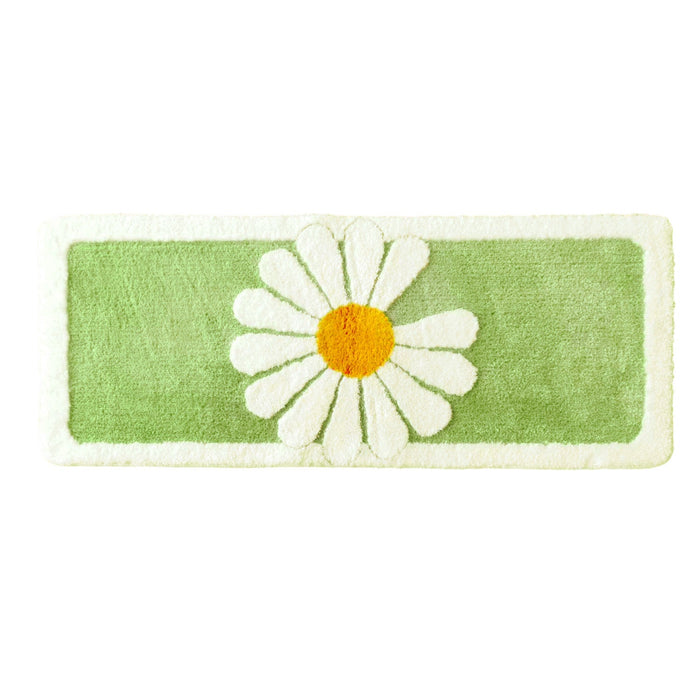 Feblilac Blue/Green/ Grey Daisy Runner Mat for Bedroom Bathroom, 50x120cm / 20"x47"