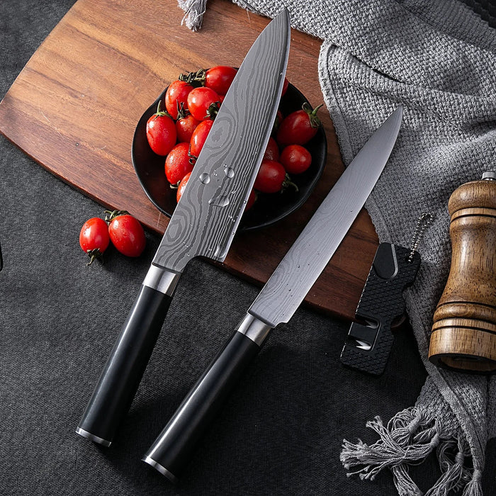 2PCS Best Quality Japanese Santoku Chef Kitchen Knife set with Gift box