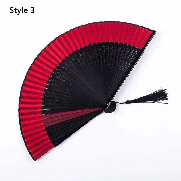 Chinese Style Black Fan Folding Female Classical Dance Craft Folding Fan