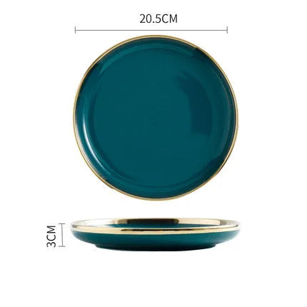  Supplier Dinnerware Full Dinner Sets 18 pcs White Green Royal Ceramic Dinner Set For Restaurant