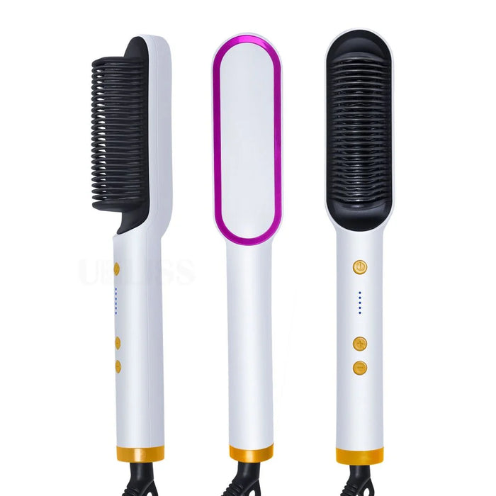 Dropshipping 2 In 1 Hair Brush Ionic Beard Straightener Volumizing Hair Straightener Comb Styling Tool