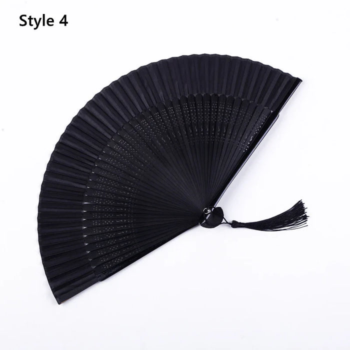 Chinese Style Black Fan Folding Female Classical Dance Craft Folding Fan