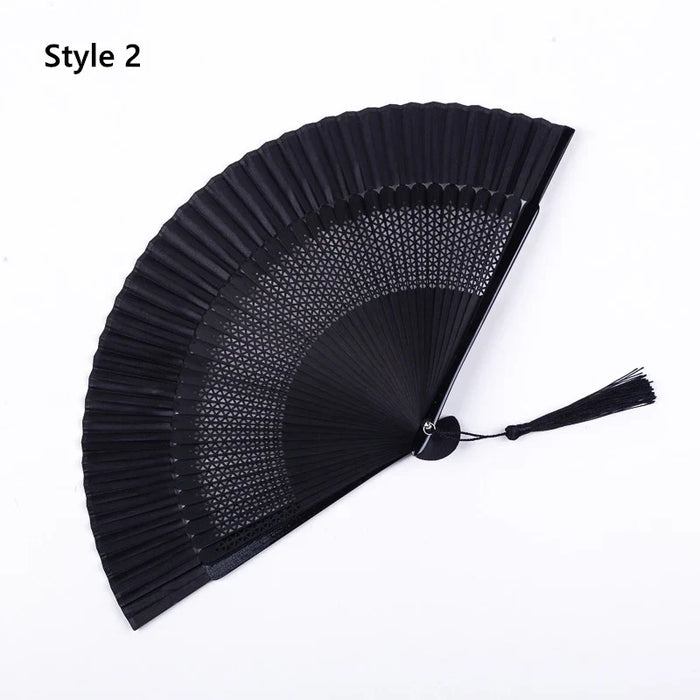 Chinese Style Black Fan Folding Female Classical Dance Craft Folding Fan