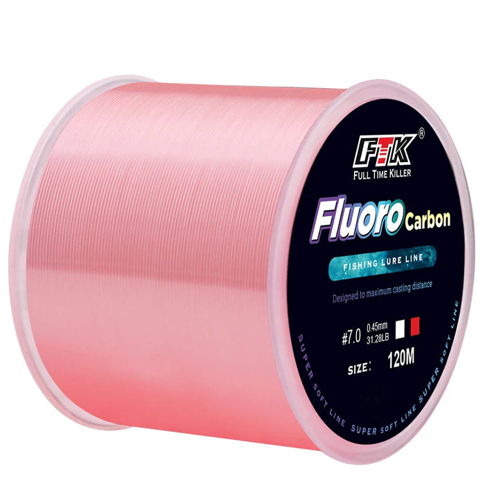 FTK 120m Fishing Line 0.2mm-0.6mm 7.15LB-45LB Fluorocarbon Coating Treatment Process Carbon Surface Nylon Molecules