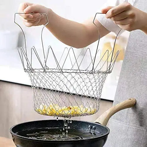  Hot Sale 304 or 201 Stainless Steel Mesh Cooking Net Gadgets Basket for Fried Food or Store Fruit and Snacks