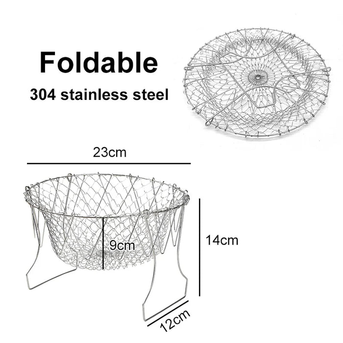  Hot Sale 304 or 201 Stainless Steel Mesh Cooking Net Gadgets Basket for Fried Food or Store Fruit and Snacks