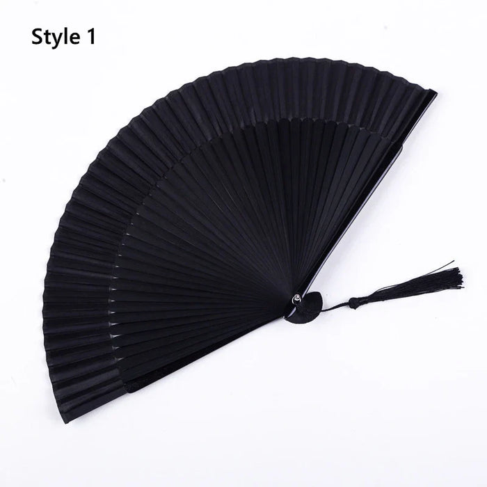 Chinese Style Black Fan Folding Female Classical Dance Craft Folding Fan