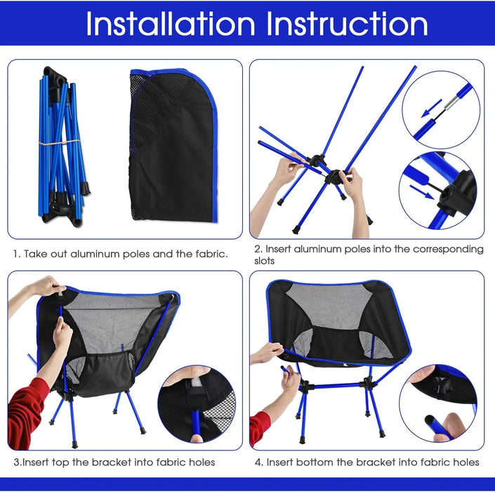 Folding Chair Ultralight Detachable Portable Lightweight Chair Folding Extended Seat Fishing Camping Home BBQ Garden Hiking