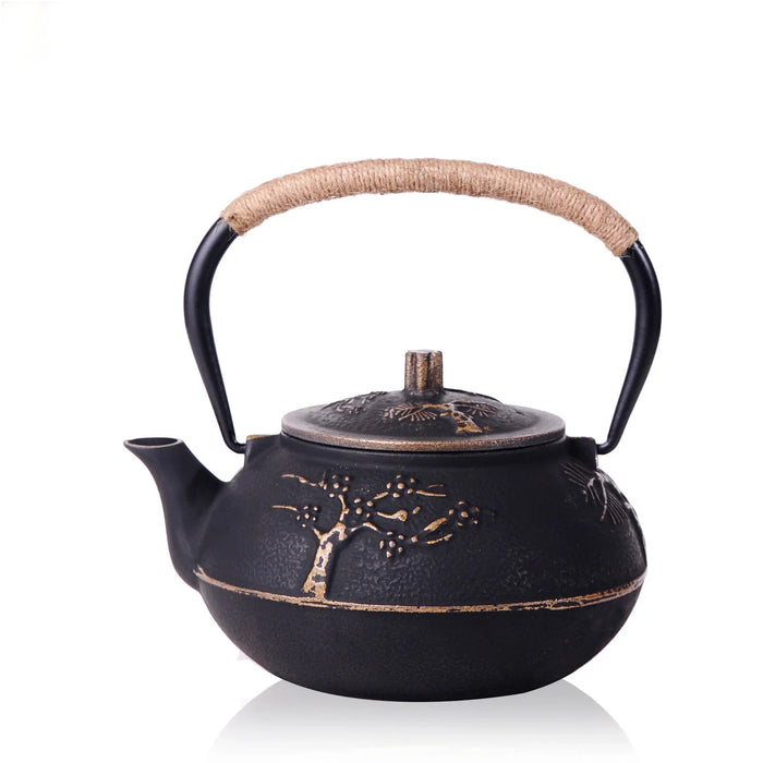 900ML Japanese Style Cast Iron Teapot With Stainless Steel Infuser Strainer Plum Blossom Cast Iron Tea Kettle For Boiling Water