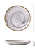 European Style Dinnerware Custom Logo Grey Salad Soup Bowl Porcelain Charger Plate Luxury Ceramic Dinner Set With Gold Rim