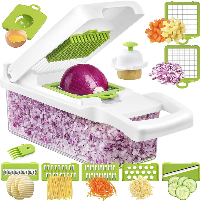 2023 12 In 1 Hand Operated Vegetable Mandoline Slicer Vegger, Food Chopper Onion cutter Vegetable Slicer vegetable cutter