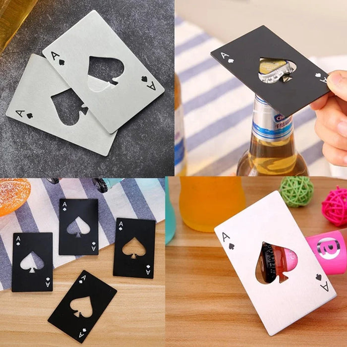 Beer tools credit card stainless steel flat casino poker ace bottle opener