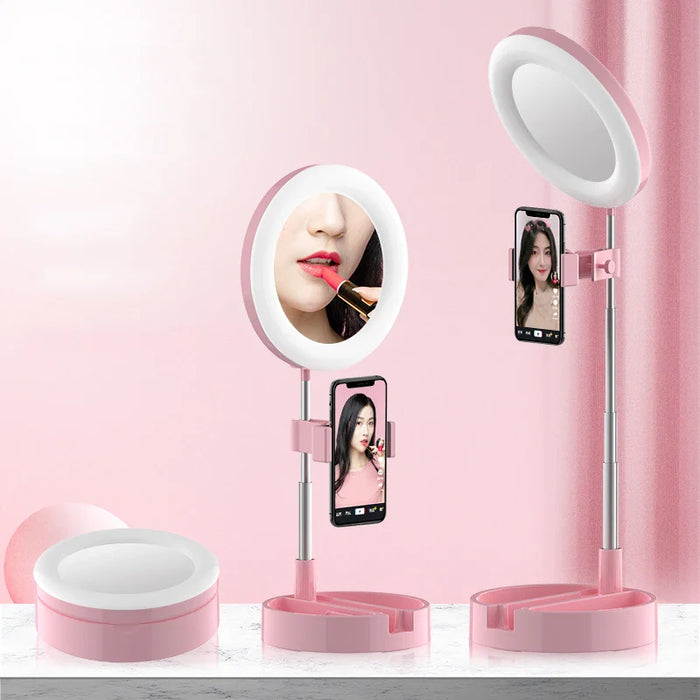 G3 Remote Pink 6 inch Rechargeable Makeup Make Up Table Top Phone Holder Tiktok Selfie Ringlight Ring Light with Mirror