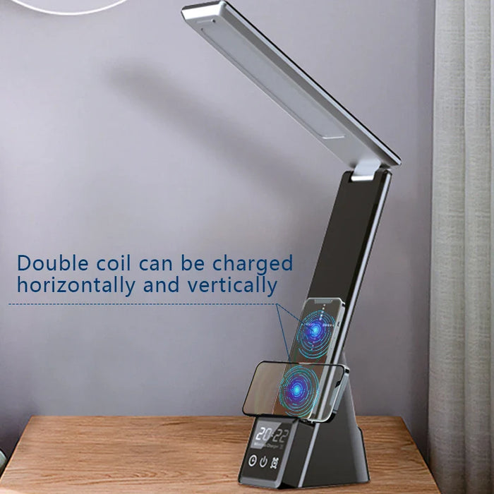 desk lamp wireless charger stand wireless charger led lamp with time alarm clock