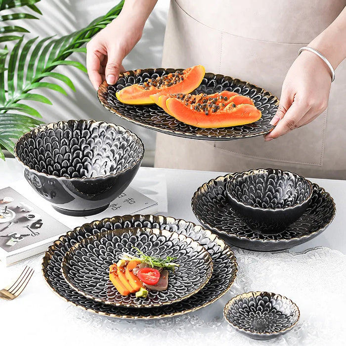 Factory Direct Sell Restaurant Soup Bowl Ceramic Steak Plate Full Crockery Dinner Sets Luxury Porcelain Dinnerware Set