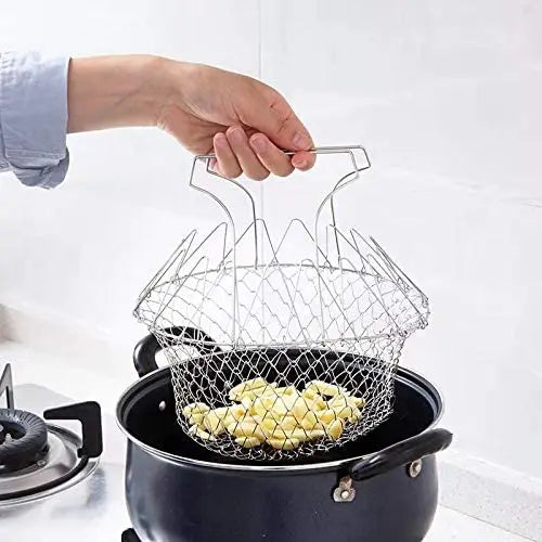  Hot Sale 304 or 201 Stainless Steel Mesh Cooking Net Gadgets Basket for Fried Food or Store Fruit and Snacks