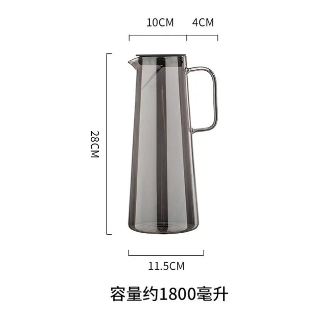 Factory OEM ODM 1350ml and 1800ml High borosilicate glass heat resisting cold water jug teapot thickened glass water set