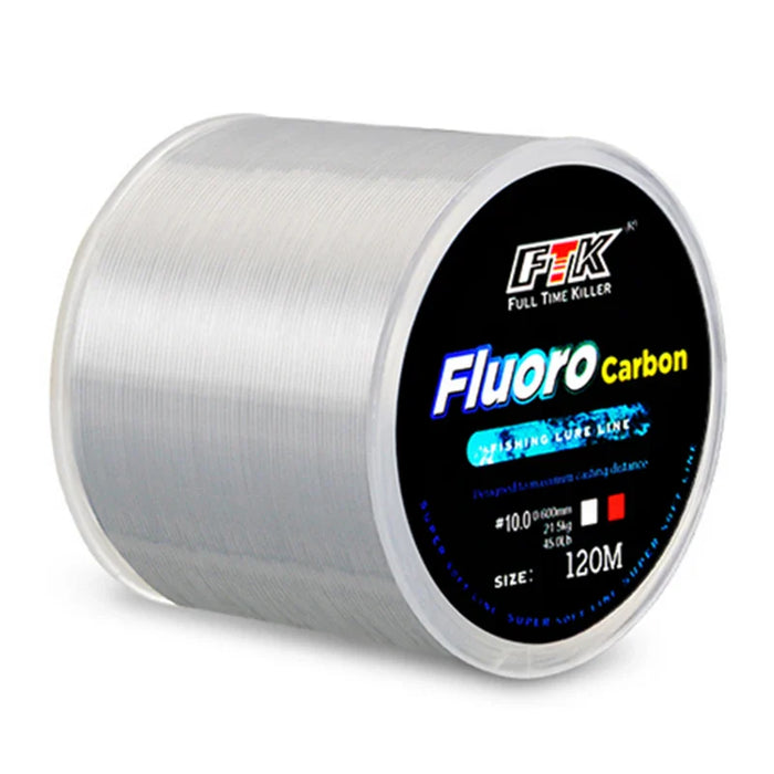 FTK 120m Invisible Fishing Line Speckle Fluorocarbon Coating Fishing Line 0.20mm-0.60mm 7.15LB-45LB Super Strong Spotted Line